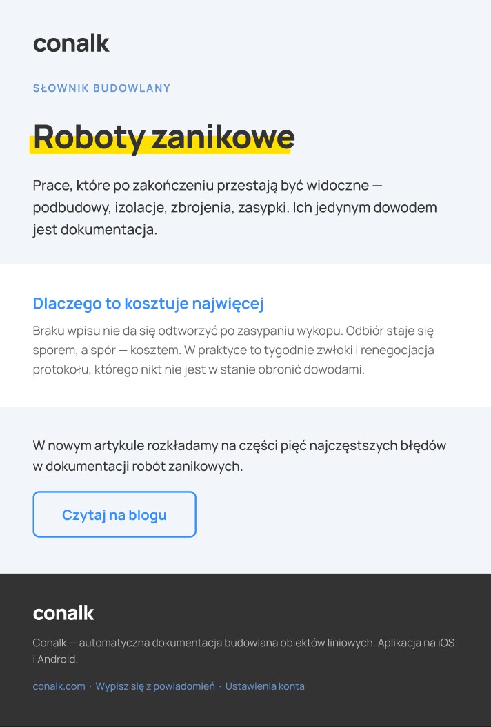 Mailing — newsletter Słownik budowlany