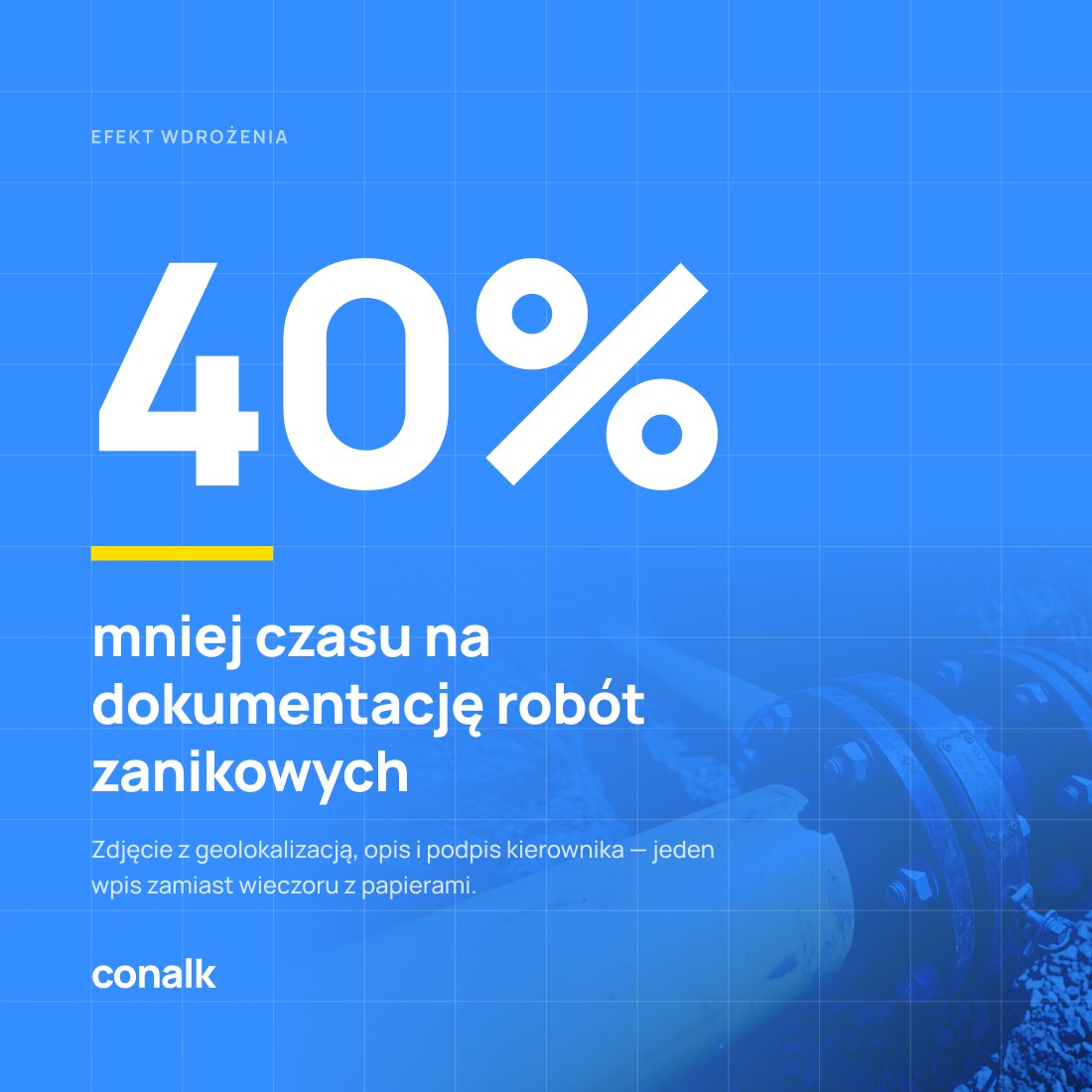 Post LinkedIn — 40% mniej czasu na dokumentację robót zanikowych