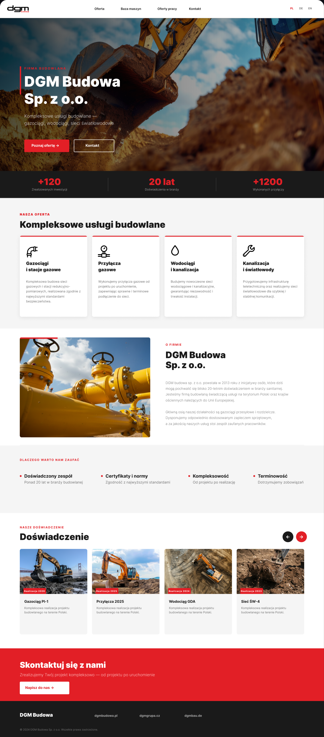 DGM Budowa — makieta strony głównej