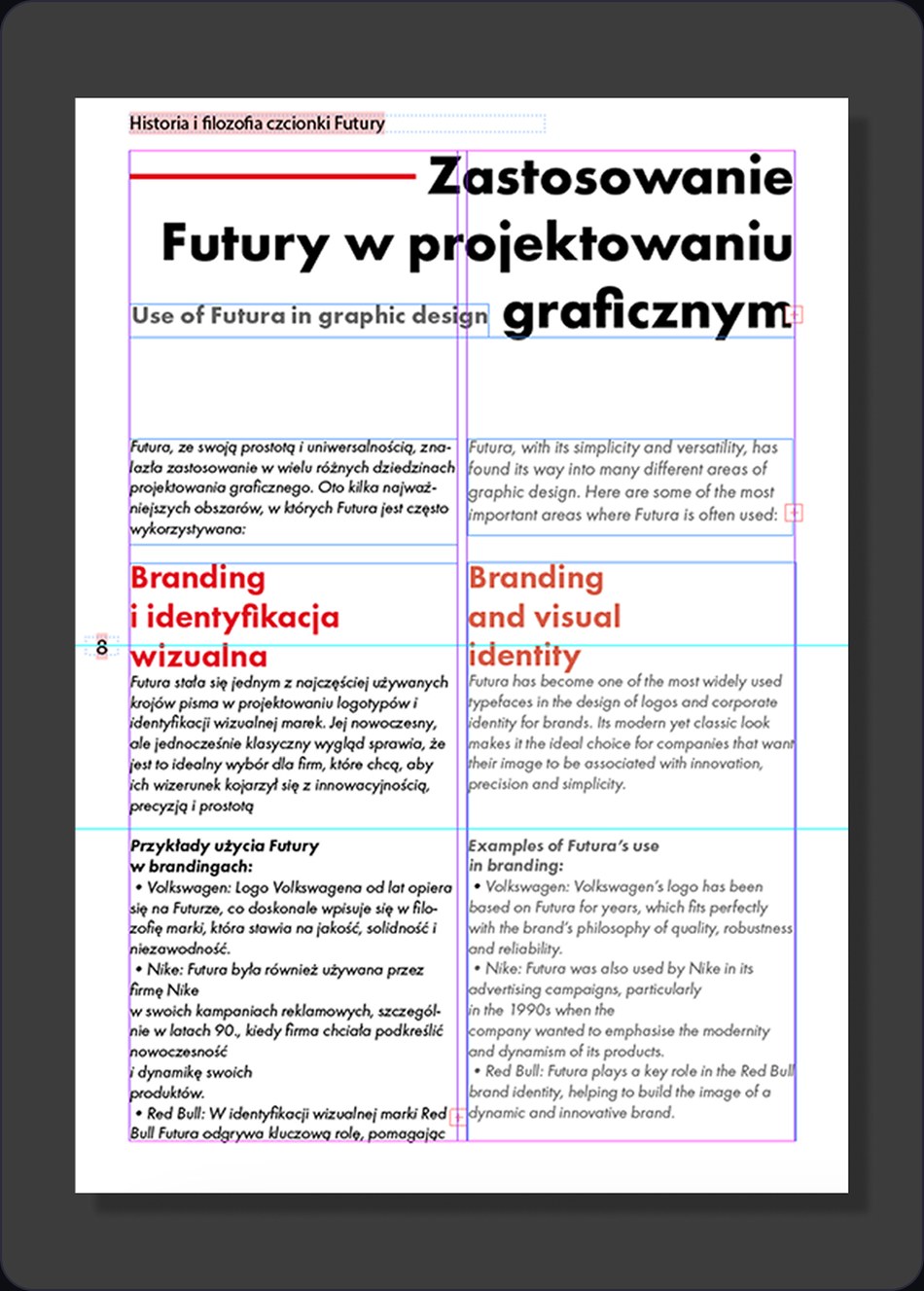 Rozkładówka — siatka modułowa w InDesign